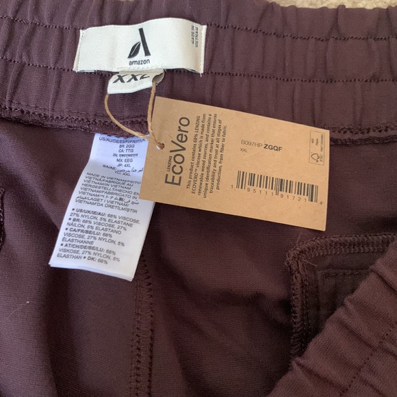 Plus-size(XXL) pull on tapered dark purple elastic waist pants - Picture 3 of 4